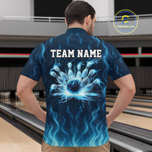 Load image into Gallery viewer, Blue flame lightning thunder Bowling polo, quarter zip shirts for men custom Bowling team jerseys NQS10387