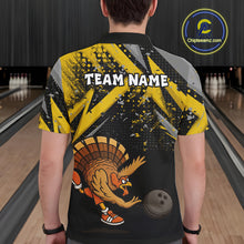 Load image into Gallery viewer, Custom Funny Turkey Bowling Jersey Black and Yellow Thanksgiving Bowling Team Men Polo, 1/4 Zip Shirt NQS10900