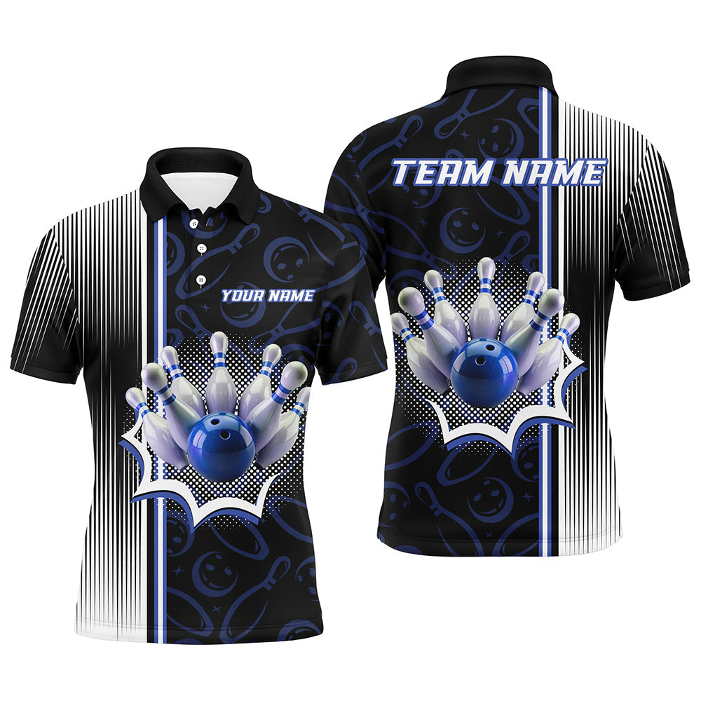 Blue Bowling Camo Custom Bowling Shirts For Men Bowling League Jerseys Bowler Outfit NQS8417