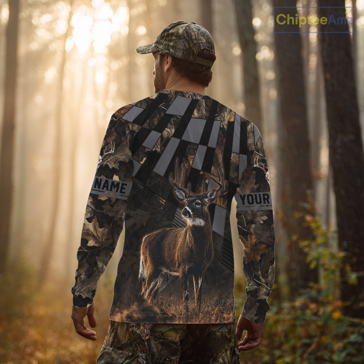 Deer Hunter Camo Hunting Hoodie For Men – Realistic Buck Design NHT334