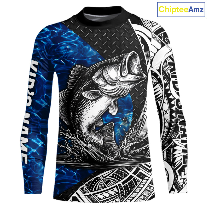 Largemouth Bass Blue Kid Fishing Shirts Long Sleeve, Fishing Gift NHT383