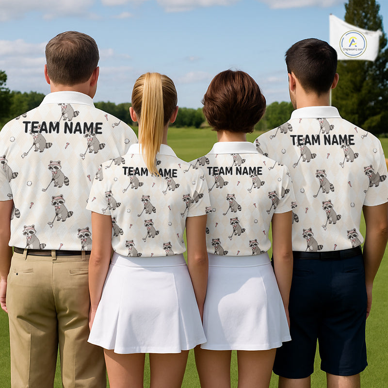 Personalized Funny Argyle Raccoon Pattern Polo Shirt - Custom Golf Team Gift NHT1010