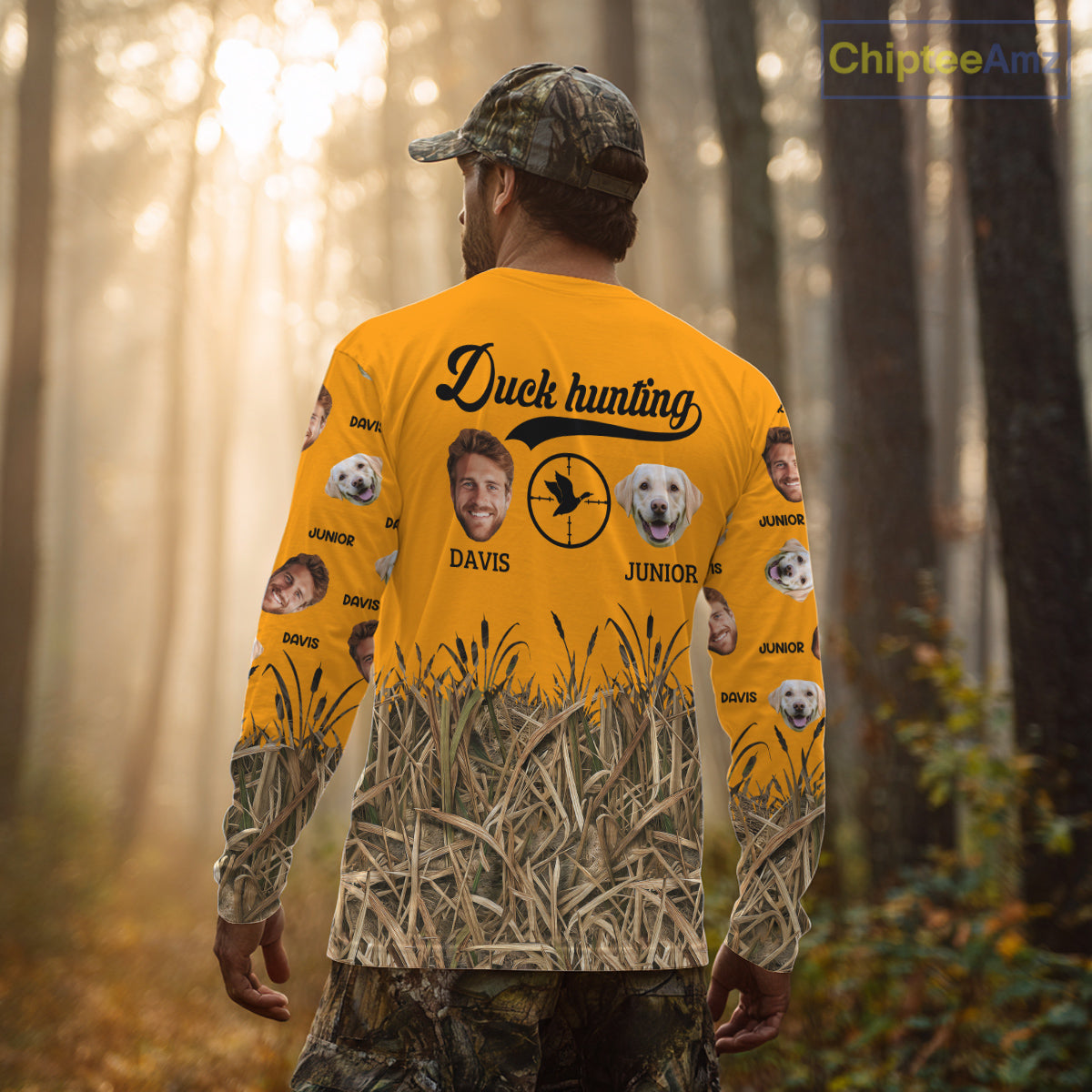 Custom Duck Hunting Shirt โ Hunter & Dog Face and Name, Funny Personalized Gift NHT291