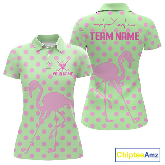 Women's Flamingo Golf Polo Shirt – Personalized Pink Flamingo Golf Jersey With Custom Name