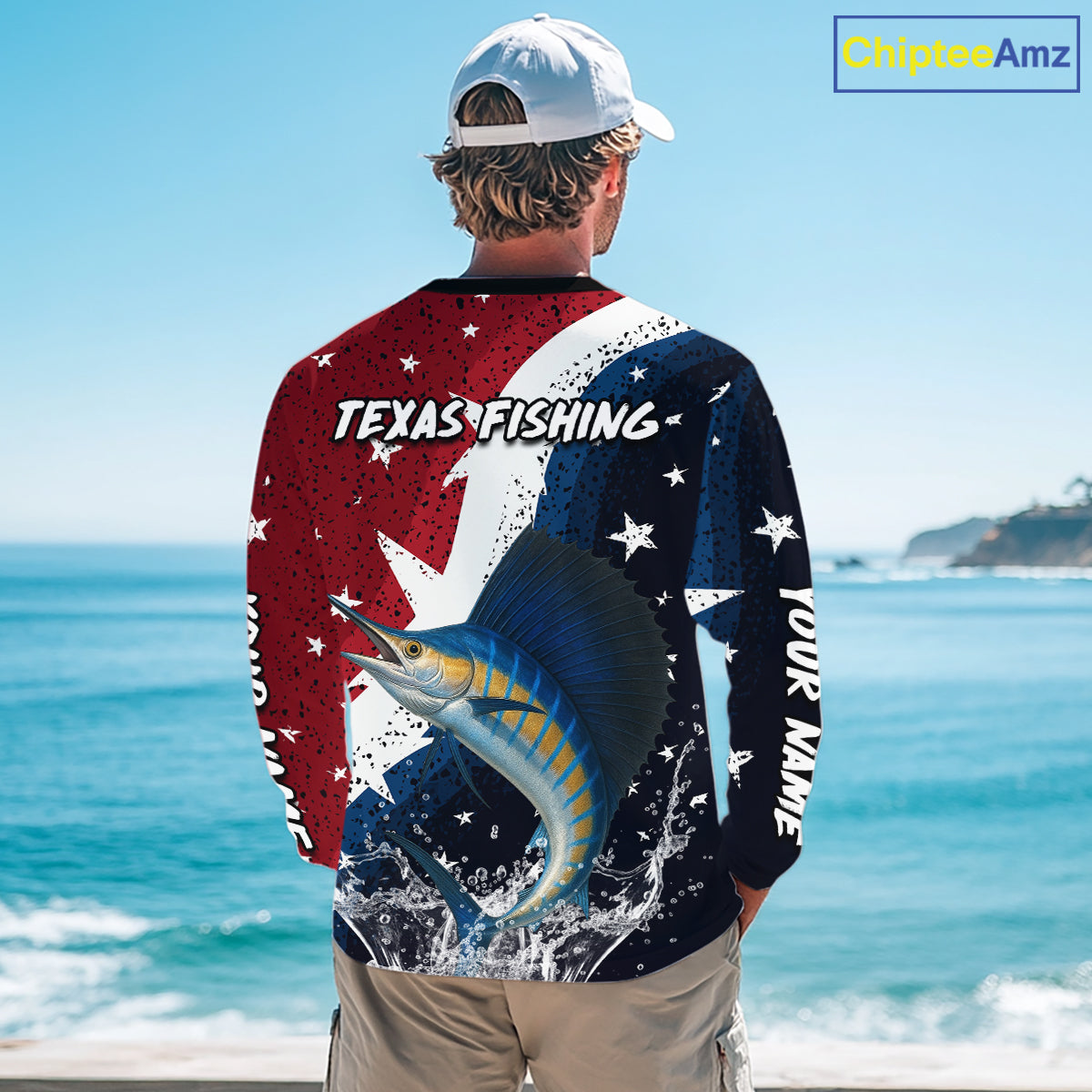 Personalized Texas Flag Sailfish Fishing Shirt Jerseys, Texas Sailfish Fishing Shirts Long Sleeve For Men NHT763