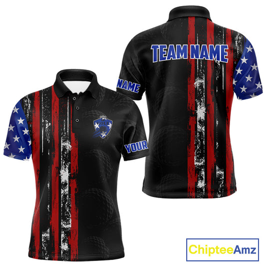 Custom Mens Golf Polo Shirt USA Flag, Golf Family Team Shirt, School Team Golf Shirt, Patriotic Golf Shirt NHT715