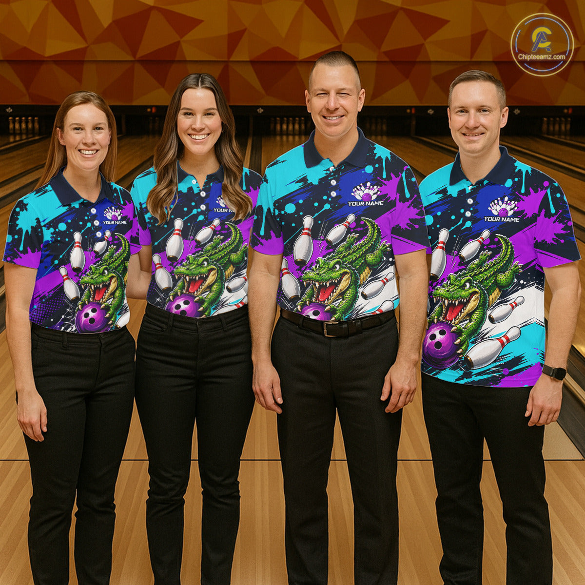 Custom Angry Alligator Bowling Jersey For Women, Bowling Uniform Bowling Team Shirts NHT1172