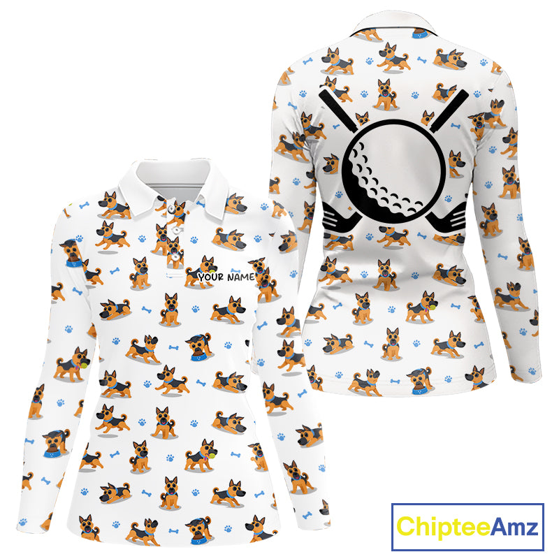 Womens Golf Polo Shirt Custom Funny German Shepherd Dog Team Womens Golf Top, Dog Lover Gift NBT541