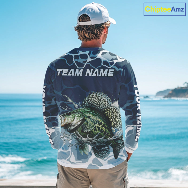 Custom Crappie Long Sleeve Tournament Fishing Shirts, Team Crappie Fishing Jerseys NBT695