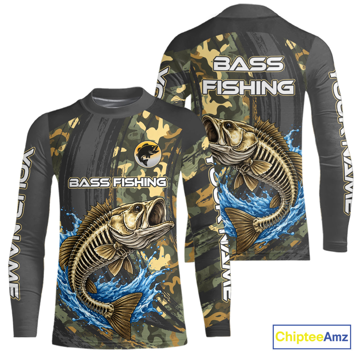 Personalized Largemouth Bass Skeleton Kid Fishing Shirts, Bass Fishing Tournament Jerseys NBT349