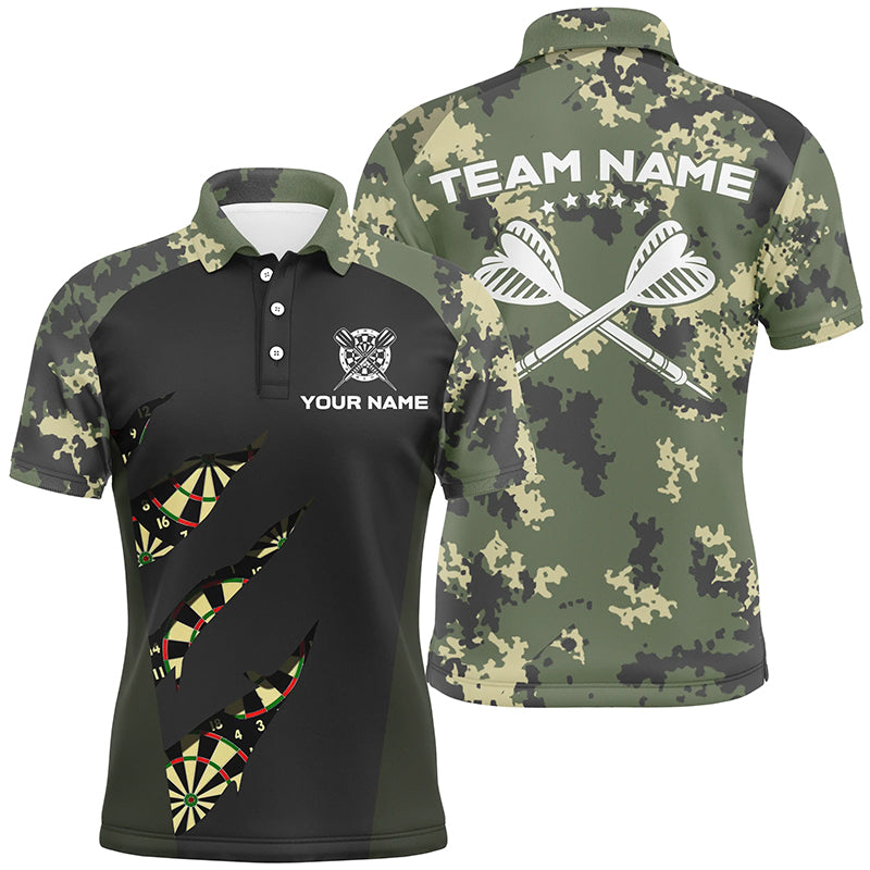 Green Camo Darts Men Polo Shirt Custom Camouflage Darts Shirt For Men Darts Team Jersey LDT0778