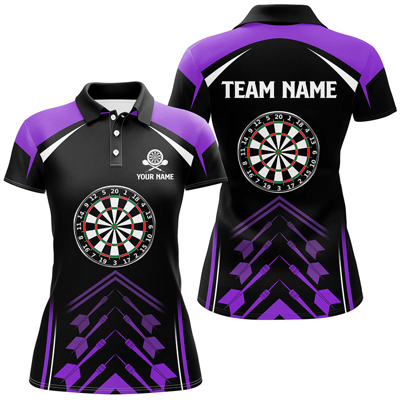 Personalized Purple Black Womens Dart Polo Shirt Custom Darts Shirt For Women Dart Jerseys LDT1467