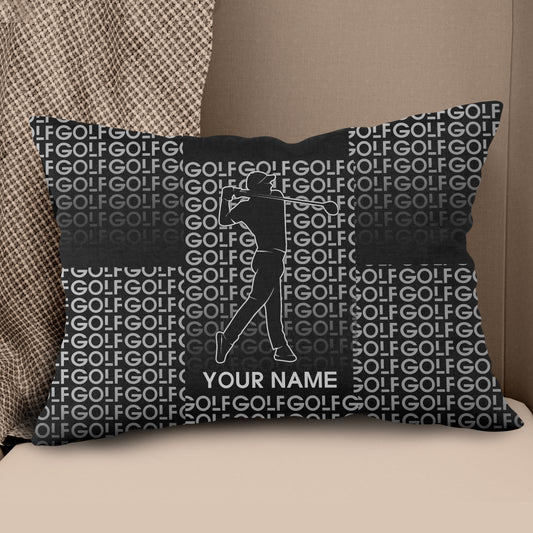 Black White Gradient Personalized Golf Pillow Custom Name Golf Gifts LDT1088