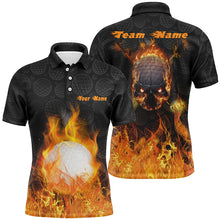 Load image into Gallery viewer, Mens Fire Flame Golf Polo Shirts Customized Orange Skull Golf Shirts For Men, Best Golf Gifts LDT0175