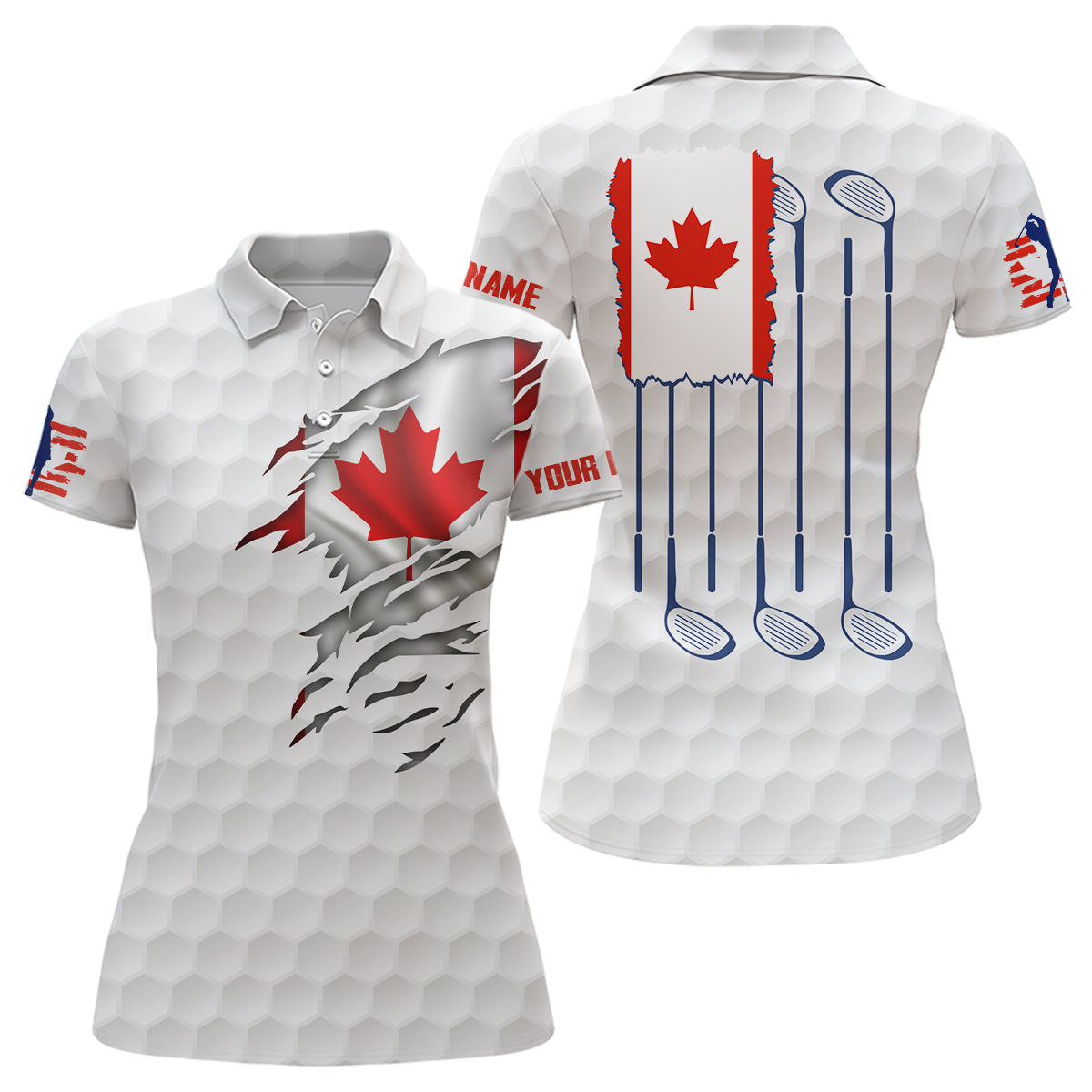 3D Canada Flag Golf Pattern Polo Shirt Red Maple Leaf Golf Tops For Women Patriotic Golf Gift LDT0494