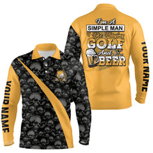 Load image into Gallery viewer, Im A Simple Man I Like Playing Golf & Beer Skull Golf Polo Shirt Beer Golf Shirts For Men LDT0539
