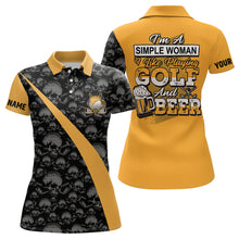 Load image into Gallery viewer, Im A Simple Woman I Like Playing Golf & Beer Skull Golf Polo Shirt Beer Golf Shirts For Women LDT0539