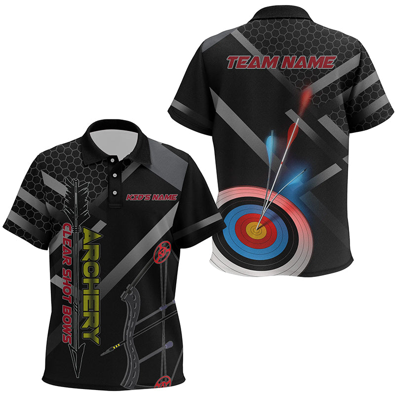 Personalized Clear Shot Bows 3D Target Archery Polo Shirts For Kids, Custom Archery Team Shirts VHM0659