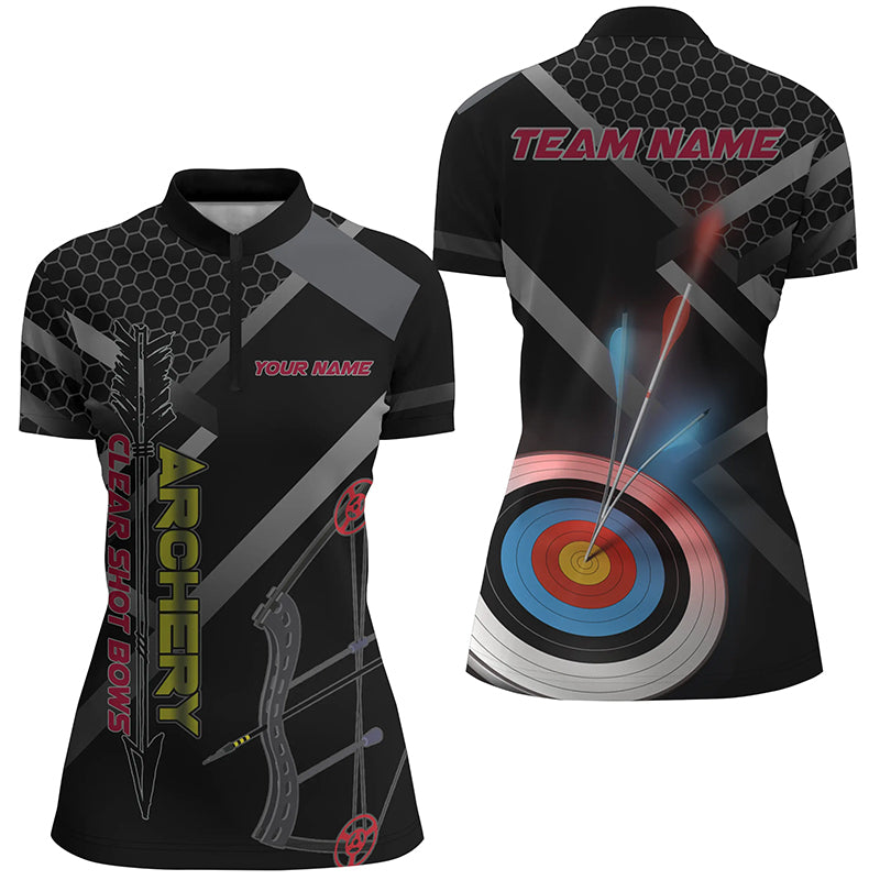 Personalized Clear Shot Bows 3D Target Archery Quarter-Zip Shirts For Women, Archery Team Shirts VHM0659