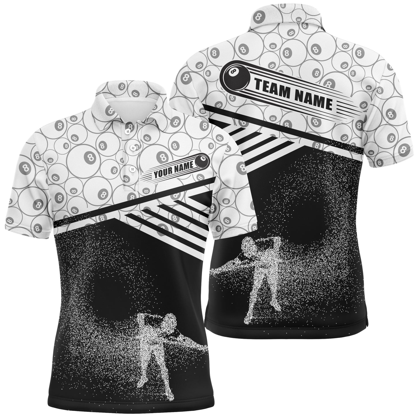 Personalized 3D Funny Billiards 8 Ball Pattern Polo Shirts For Men, Custom Player Billiards Jerseys VHM0082