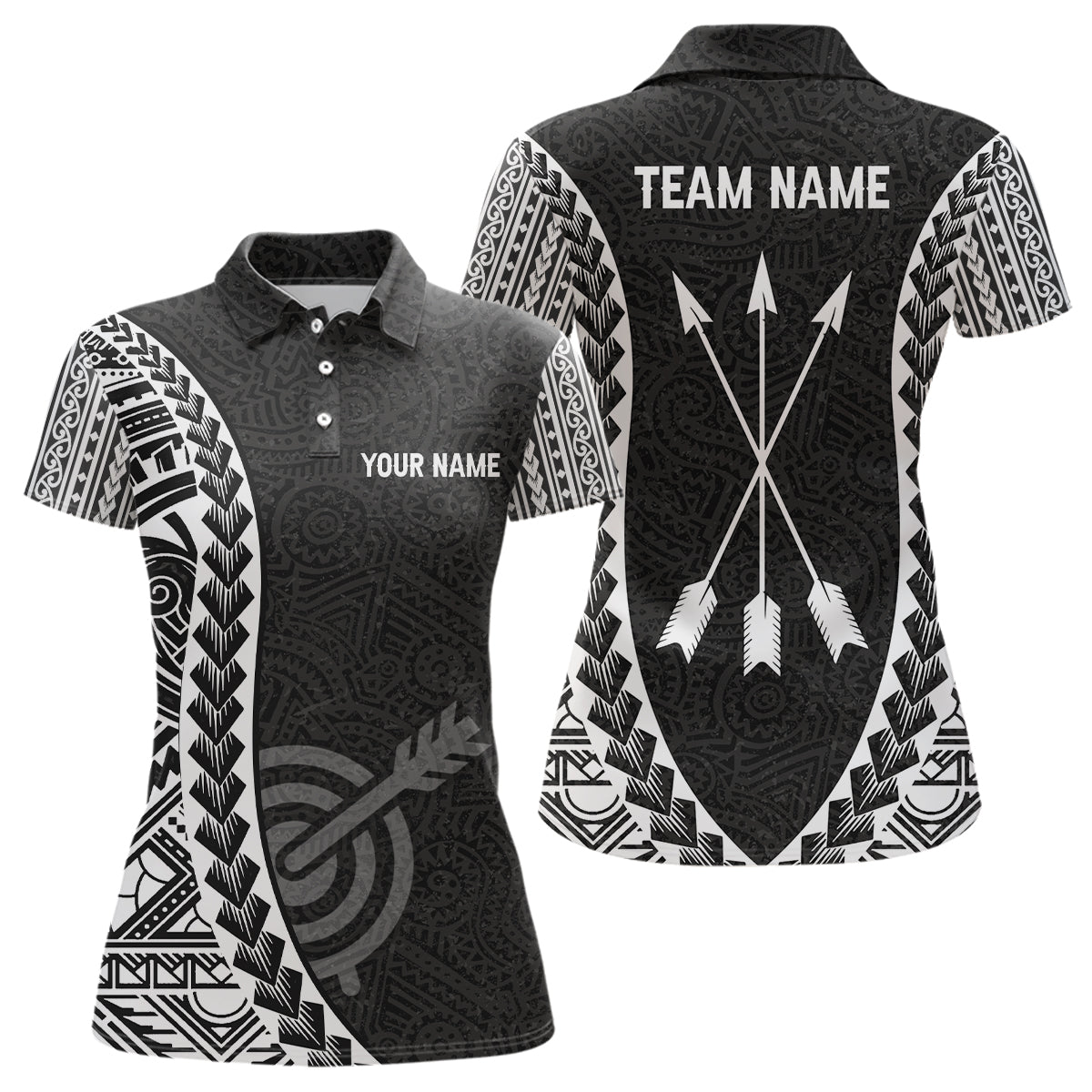 Personalized Tribal Pattern Target Archery Polo Shirts For Women, Custom Arrows Archery Team Shirts VHM0764