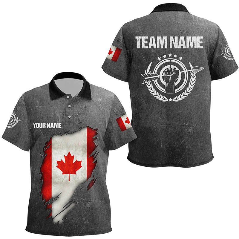 Personalized Grunge Canada Archery Kid Polo Shirts, Custom Canadian Flag Shirts For Archers TDM1385