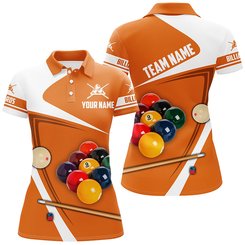 Personalized Billiard Ball Orange Version 3D Women Polo Shirts Custom Billiard Team Uniform Shirts TDM0350