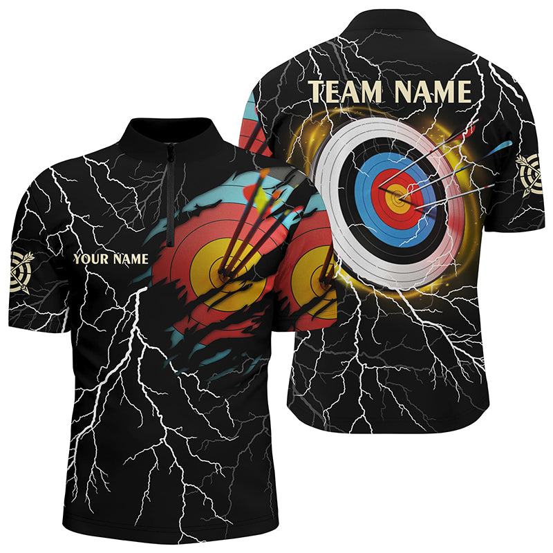 Personalized Archery 3d Target Thunder Lightning Customized Archery Men Quarter-Zip Shirts TDM1020