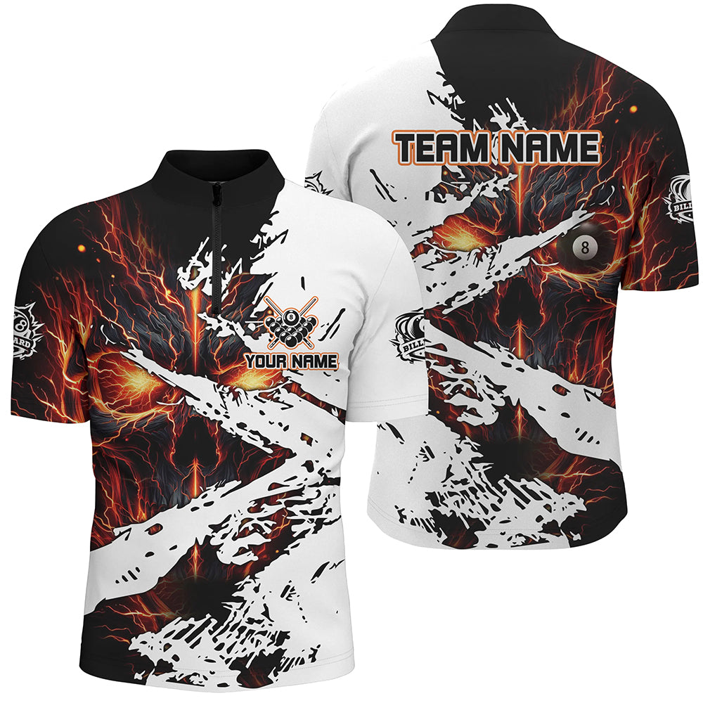 Personalized Lightning Skull Billiard Shirts For Men Custom Billiard Jerseys Grunge Style |Orange TDM2238