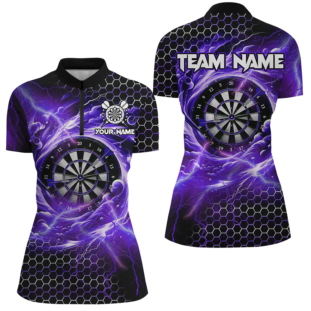 Funny 3D Dartboard Storm Thunder Custom Darts Shirts For Women Team League Darts Jerseys | Purple TDM2551
