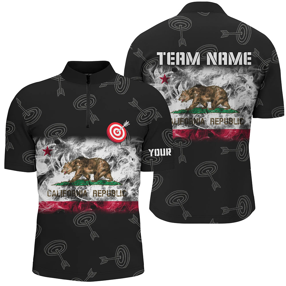 Personalized Archery California Flag Men Quarter-Zip Shirts, Patriotic Team Archery Jersey TDM0974