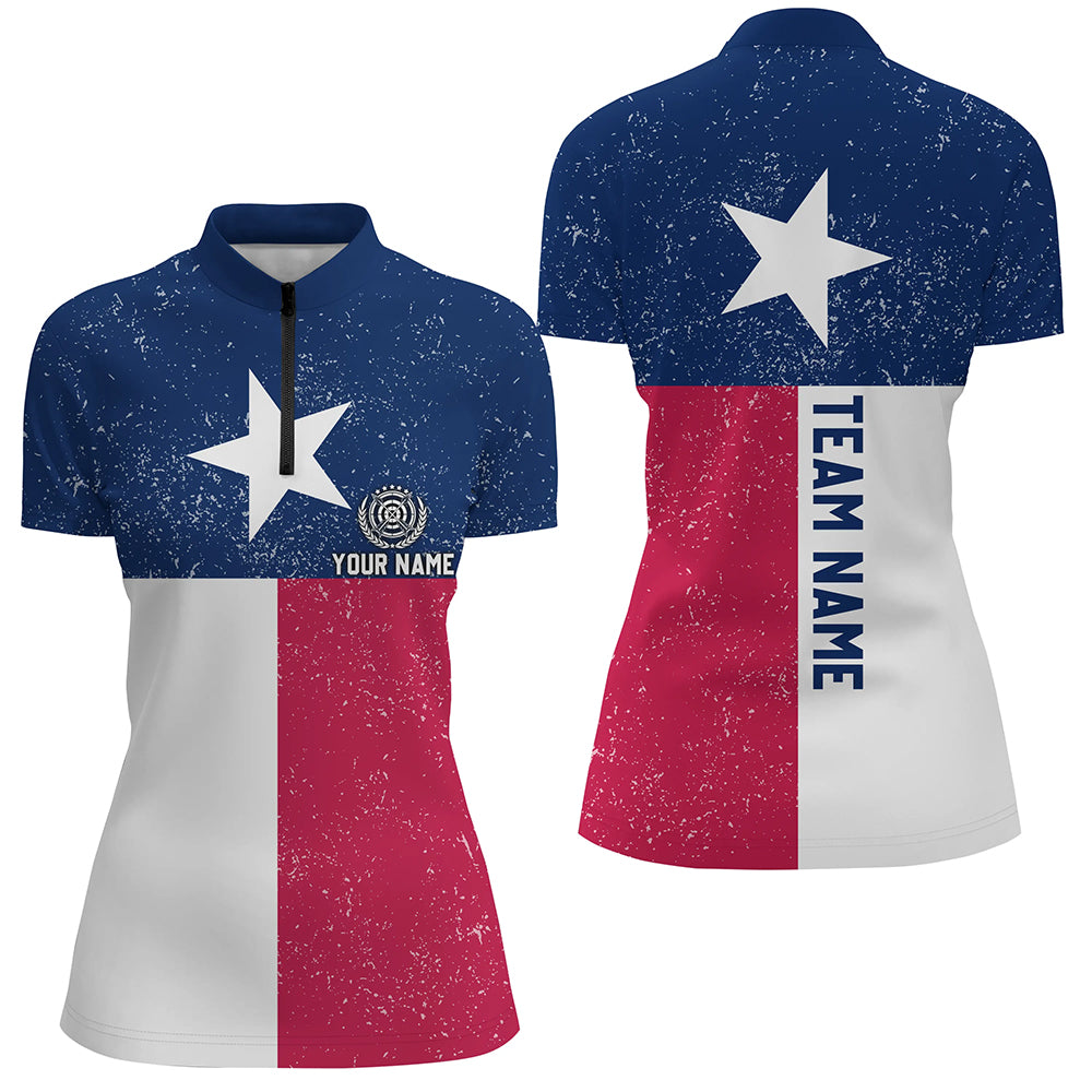 Customized Grunge Texas Archery Women Quarter-Zip Shirts, Best Patriotic Texas Flag Shirts TDM0681