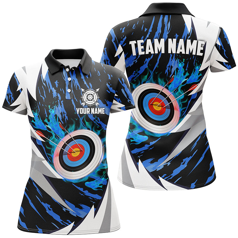 Personalized 3D Target Archery Thunder Pattern Women Polo Shirts, Archery Team Jerseys Shirts |Blue TDM1026
