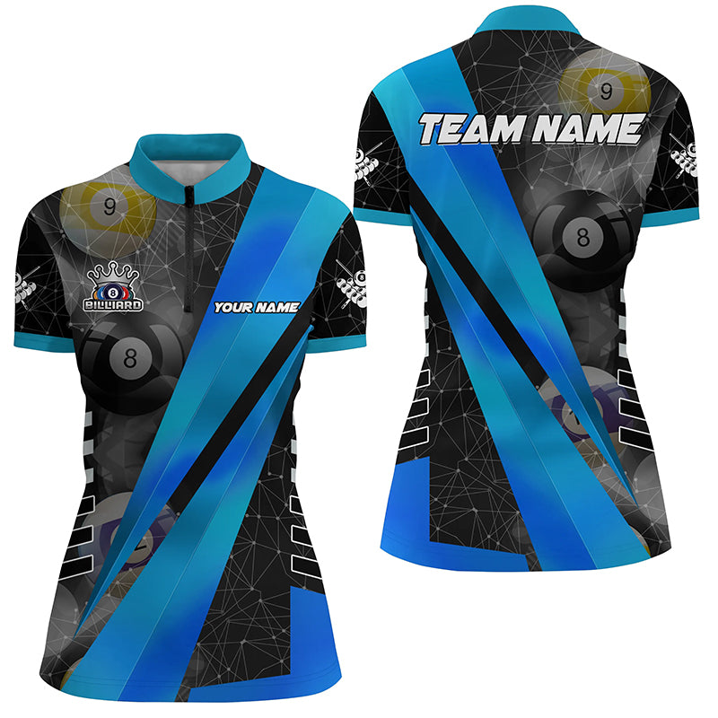 Best Custom Billiard Jerseys Uniform For Women, Personalized Tournament Billiard Shirts |Blue TDM2142