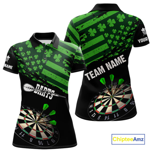 Personalized US Flag St Patrick Day Dart Shirts For Women Custom Luckiest Shamrock Darts Jerseys TDM5709