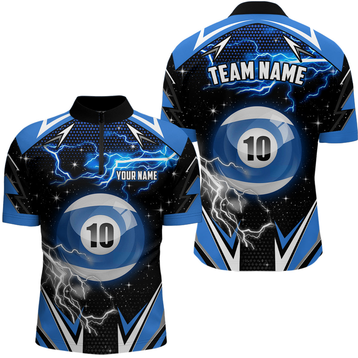 10 Ball Pool Billiard Jerseys Custom Men Quarter-Zip Shirts Team League Billiard Shirts TDM0925