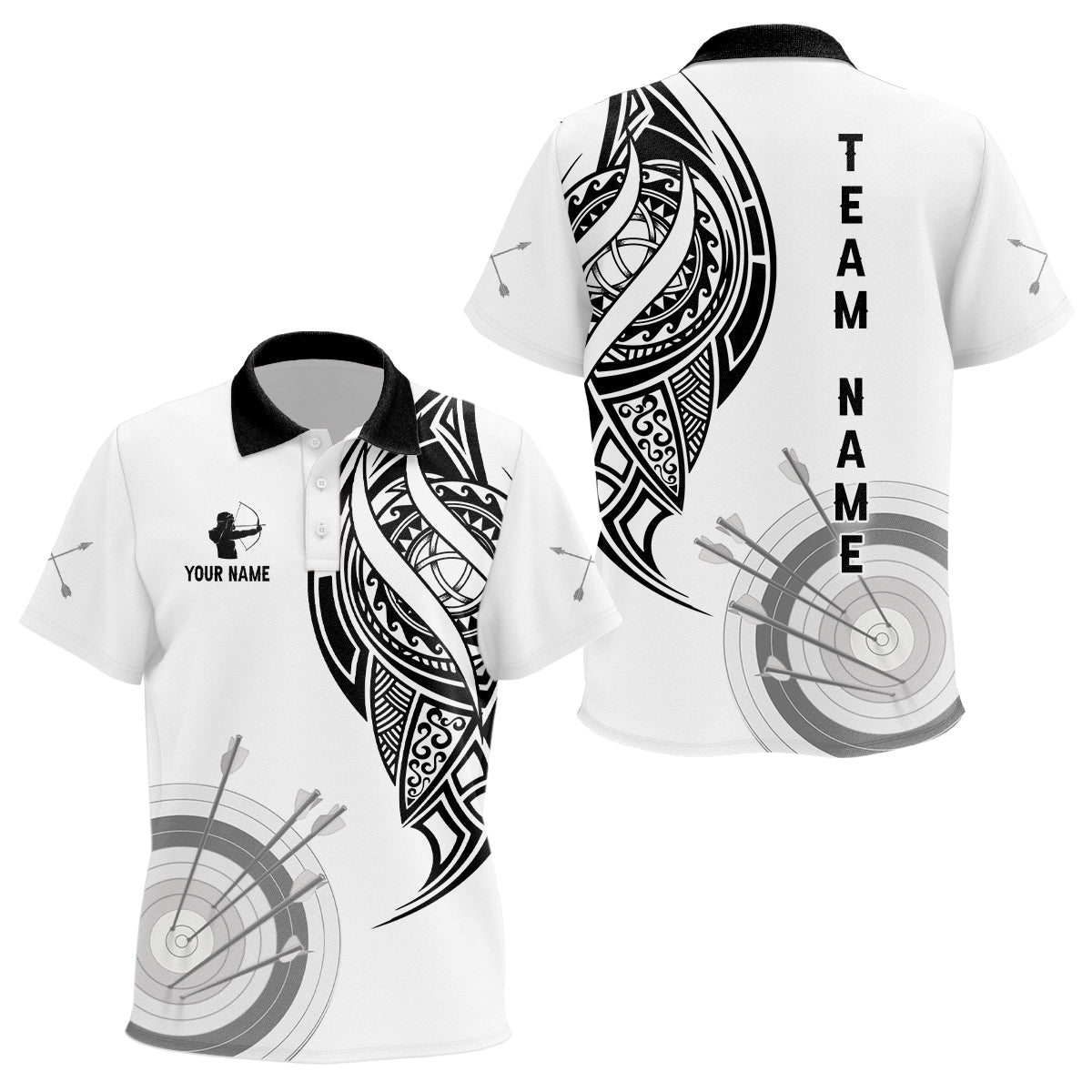 Personalized White Tribal Archery Polo Shirts For Kid Custom Archery Shirts Design For Team TDM0658