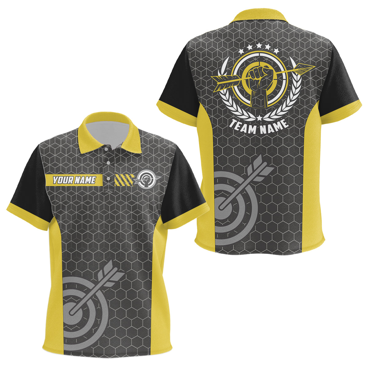 Yellow And Black Archery Target Kid Polo Shirts Best Custom Team Name Archery Jerseys TDM0660