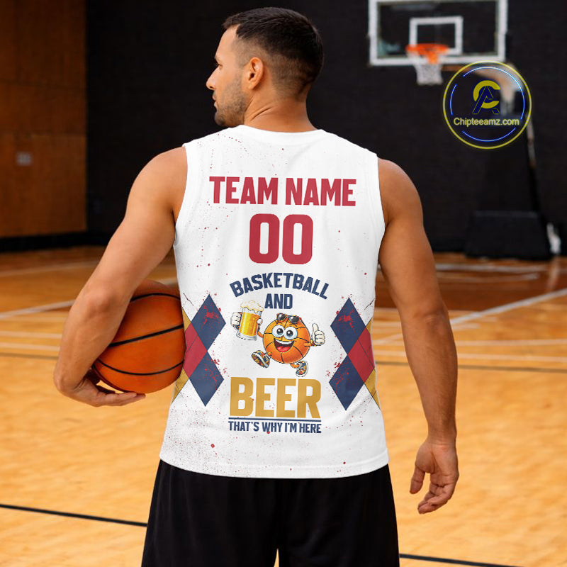 Funny Basketball And Beer Custom Argyle Basketball Shirt, Personalized Basketball Jersey For Team TDM5786