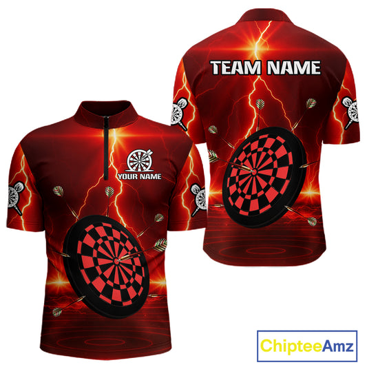 Personalized Dartboard Thunder Lightning Red Darts Shirt For Men Custom Glowing Darts Team Jersey TDM4919