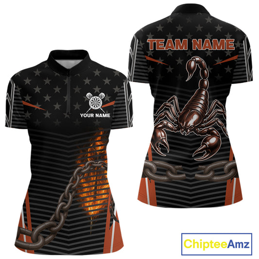 Custom Orange Flames Scorpion Dart Arrow Darts Shirt For Women Dart Jersey Uniform NYN1050