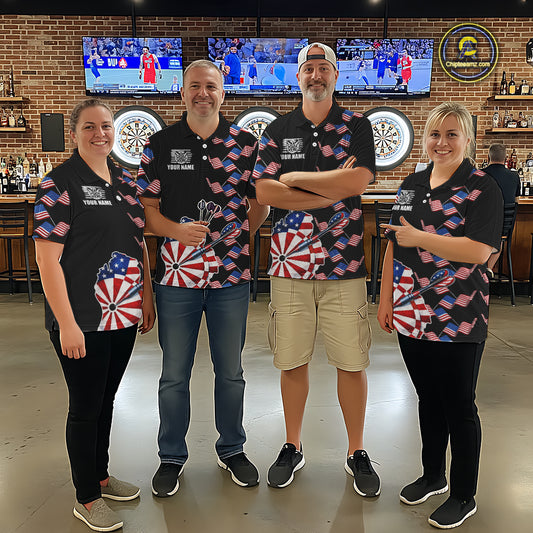 Custom American Flag Pattern Dartboard Darts Quarter-Zip Shirts For Women Patriotic Darts Team Jerseys NYN2756