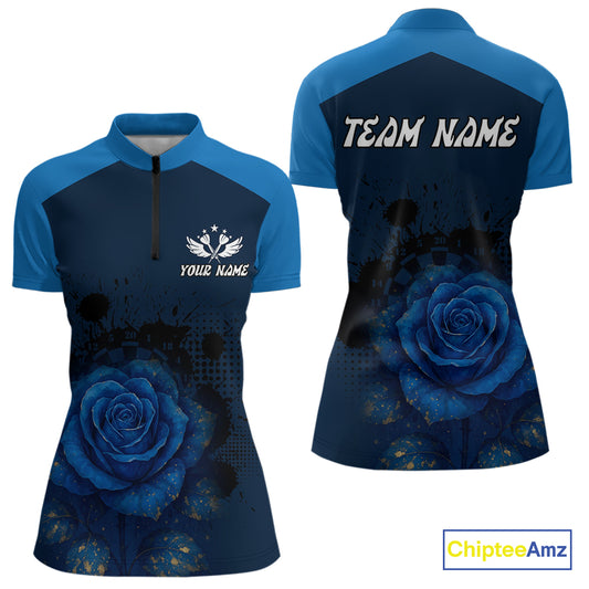 Dripping Dartboard & Navy Roses Darts Shirt For Women - Customizable Name & Team NYN0410