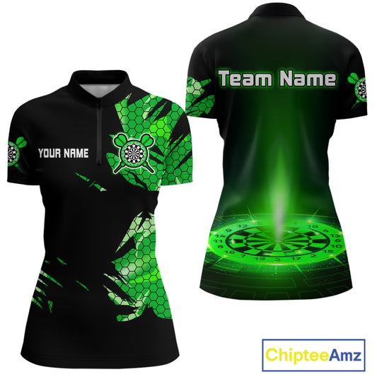 Custom Women's Darts Jersey Green Lightning Dartboard With Halftone Pattern NYN0276