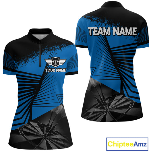 Custom Women's Darts Shirt With Silver Dart Arrows Hitting Dartboard, Darts Jersey NYN0285