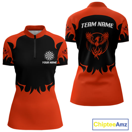 Maroon Phoenix Wings Dart Arrow Darts Shirt For Women - Custom Team & Player Name NYN0364