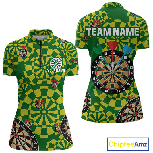 Multi Color Dartboard & Dart Arrows Women's Darts Shirt - Custom Name For Darts Jersey NYN0425