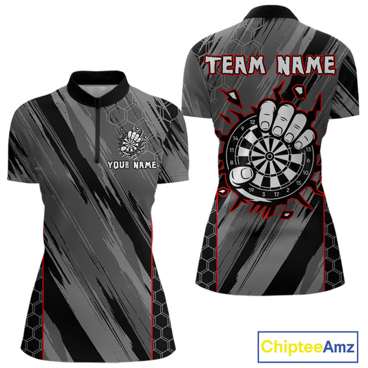 Women’s Custom Darts Shirt - Cracked Dartboard In Grip | Name Personalization NYN0318