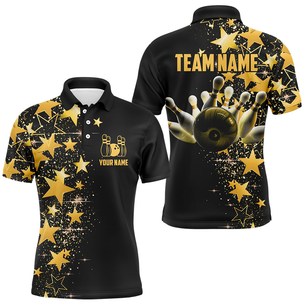 Men Polo Bowling Shirts Custom Star Bowling Team Jersey Bowlers Gift QZT459