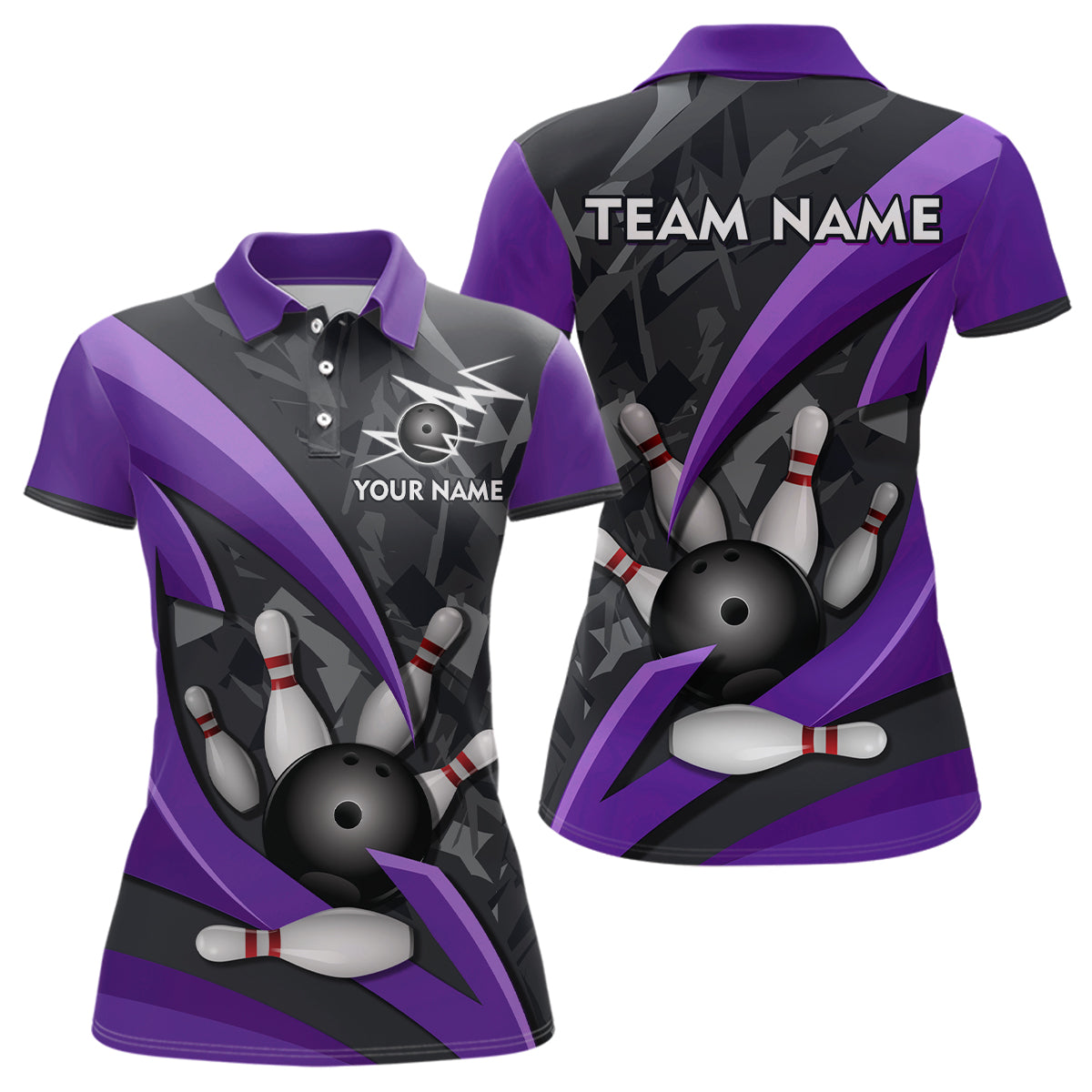 Custom 3D Bowling Team Shirts Multicolor Bowling Jersey for Women Polo QZT505